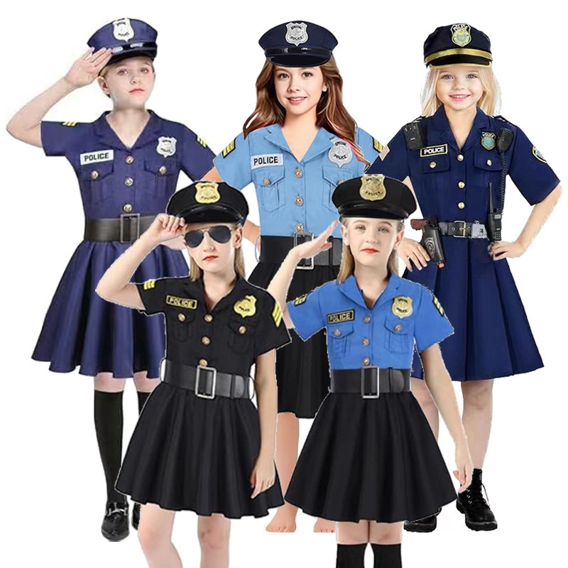 Ethnic Wear - Halloween Children's Police Suit Girls' One-Piece