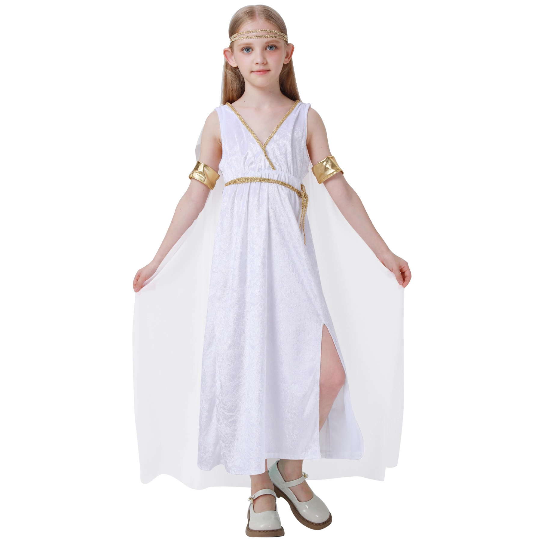 Ethnic Wear - Children's High Slit White Goddess National