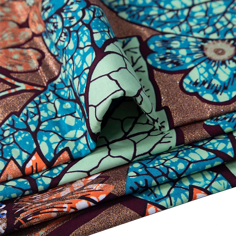 African Ankara Print - Cotton African Flash Gold Print Ankara