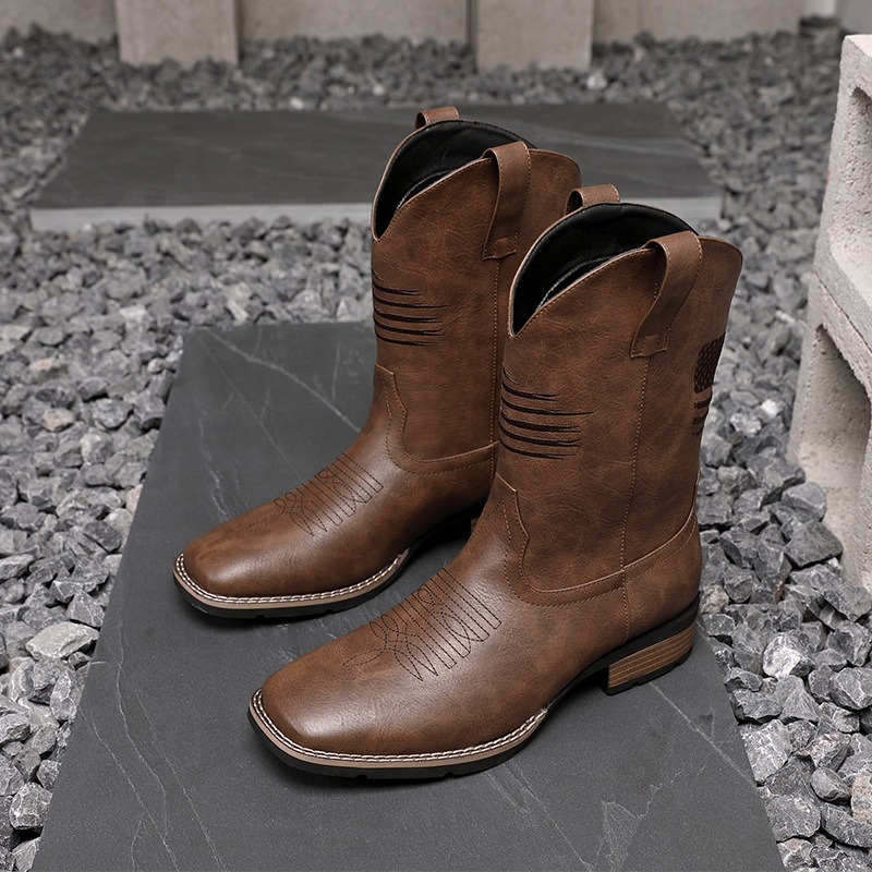 Ethnic Wear - Men Western Cowboy Boots Square Toe