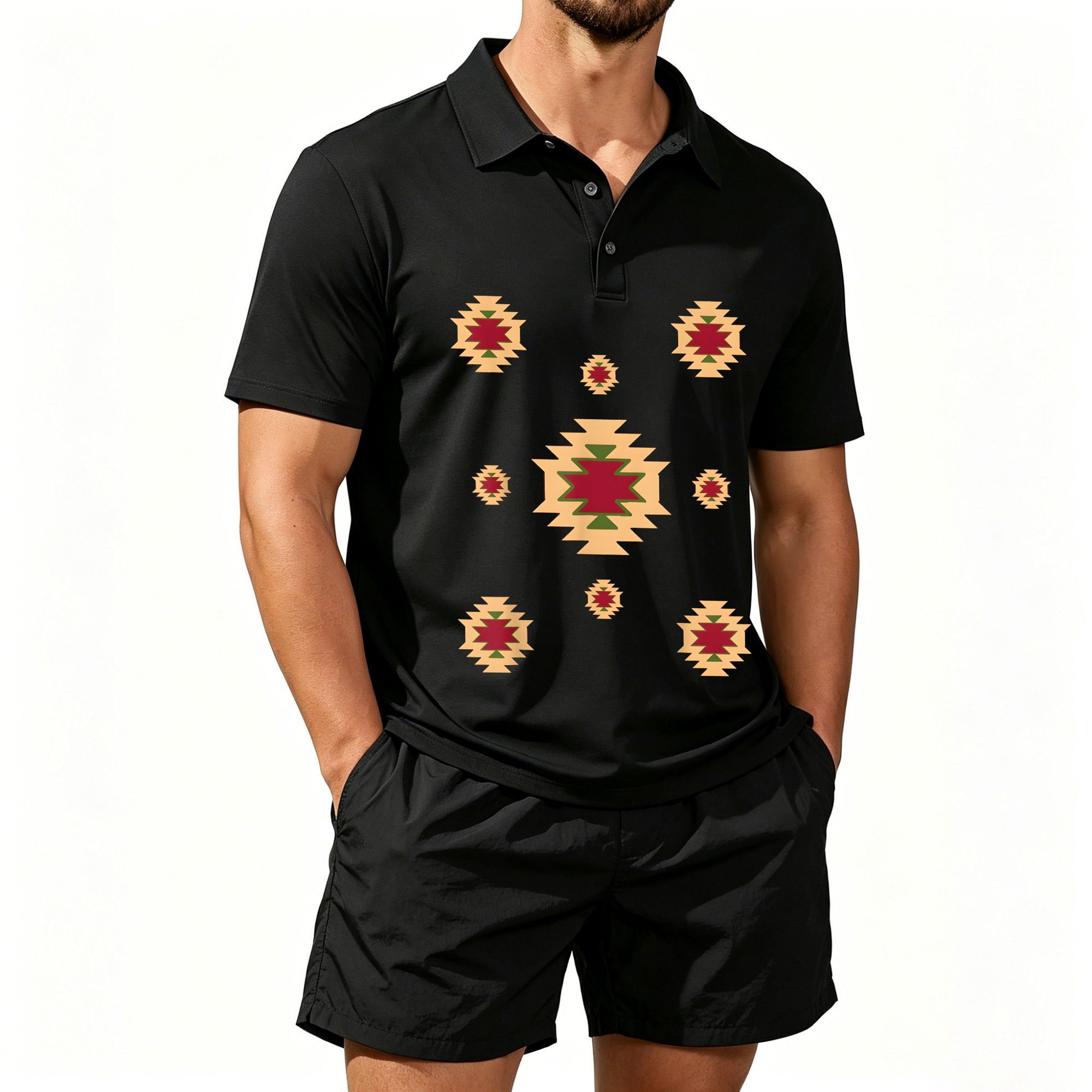 Men's Short-Sleeved Polo Shirt - Ethnic Wear review and price