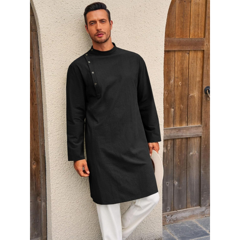 Mens Kaftan Thobe Robe Long Sl - Kurta Men Cotton review and price