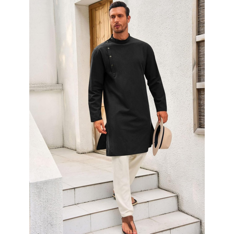 Mens Kaftan Thobe Robe Long Sl - Kurta Men Cotton review and price