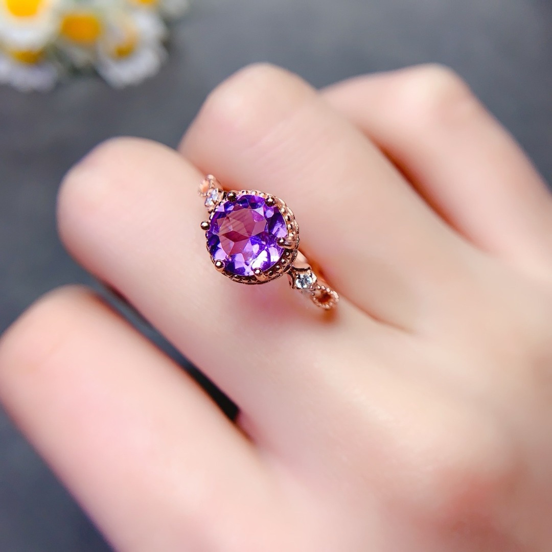 Dazzling Natural Amethyst Ring - Ethnic Wear Fashion Designer review and price