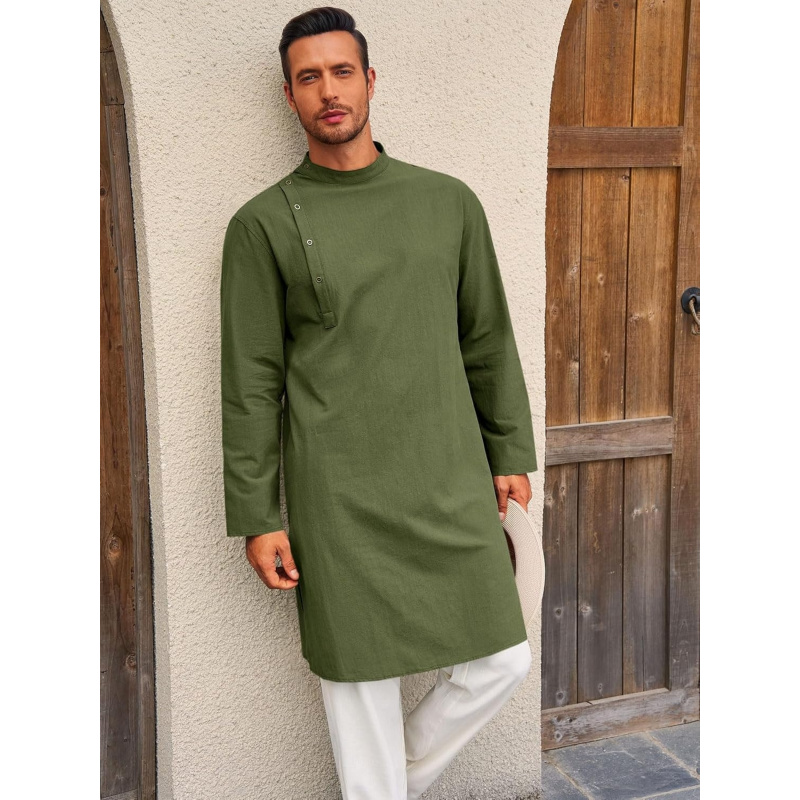 Mens Kaftan Thobe Robe Long Sl - Kurta Men Cotton review and price