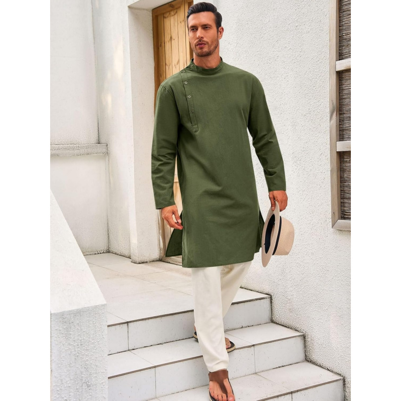 Mens Kaftan Thobe Robe Long Sl - Kurta Men Cotton review and price