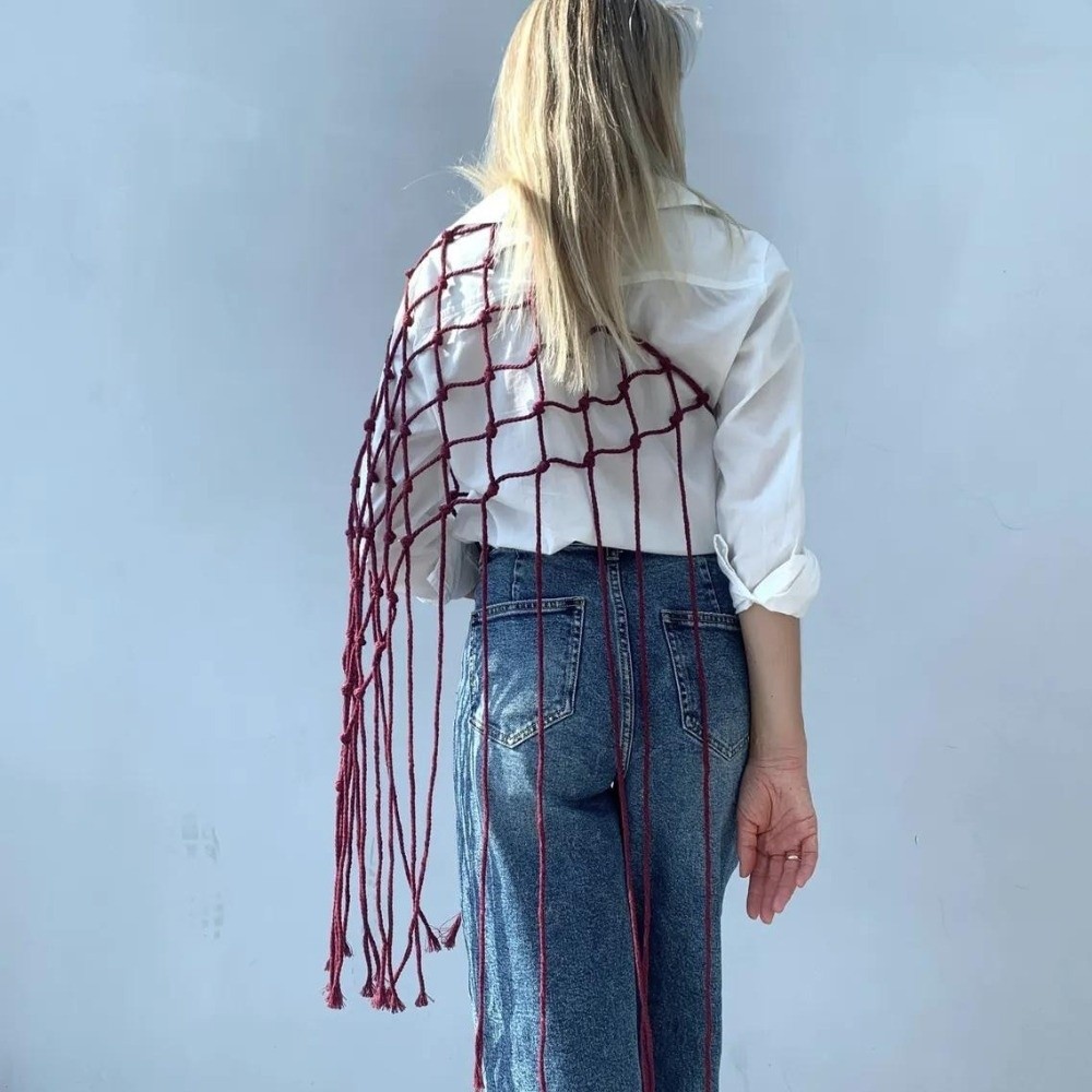 Bohemian Netted Fringe Scarf S - Ethnic Fashion Designer review and price