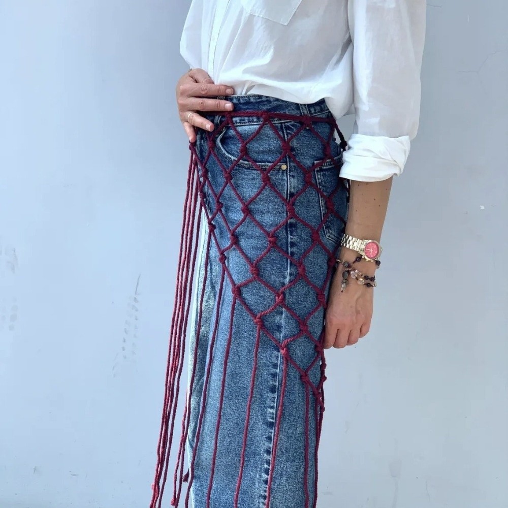 Bohemian Netted Fringe Scarf S - Ethnic Fashion Designer review and price