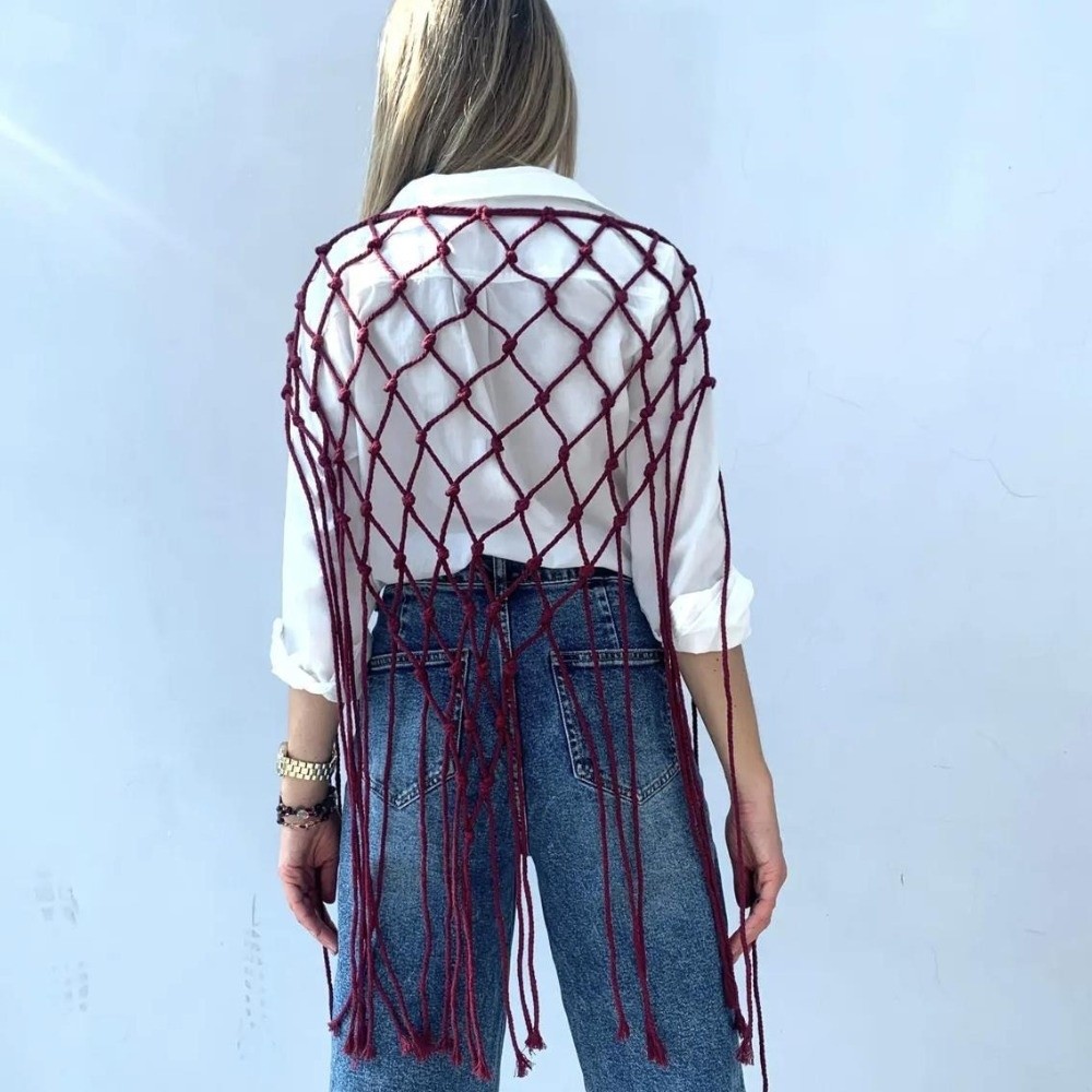 Bohemian Netted Fringe Scarf S - Ethnic Fashion Designer review and price