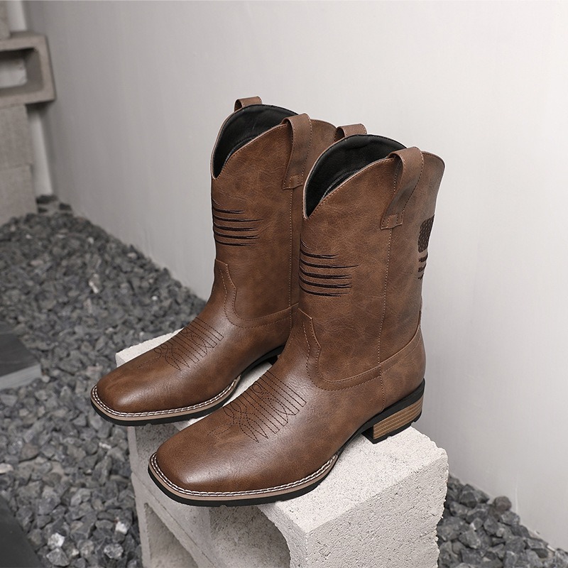 Men Western Cowboy Boots Squar - Ethnic Wear review and price