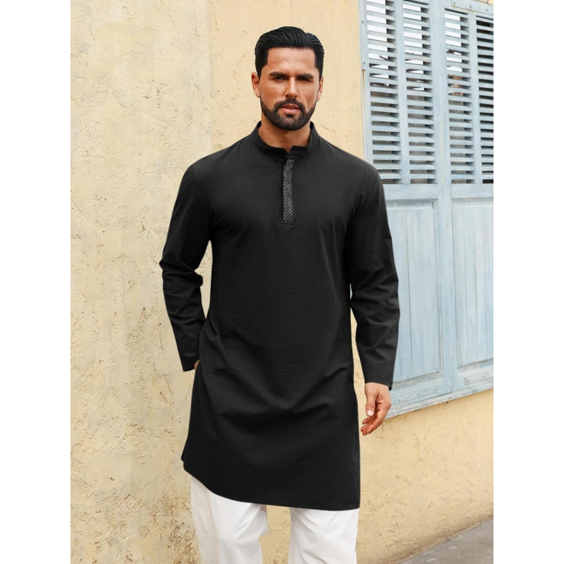 Mens Kaftan Thobe Long Sleeve  - Kurta Men Cotton review and price