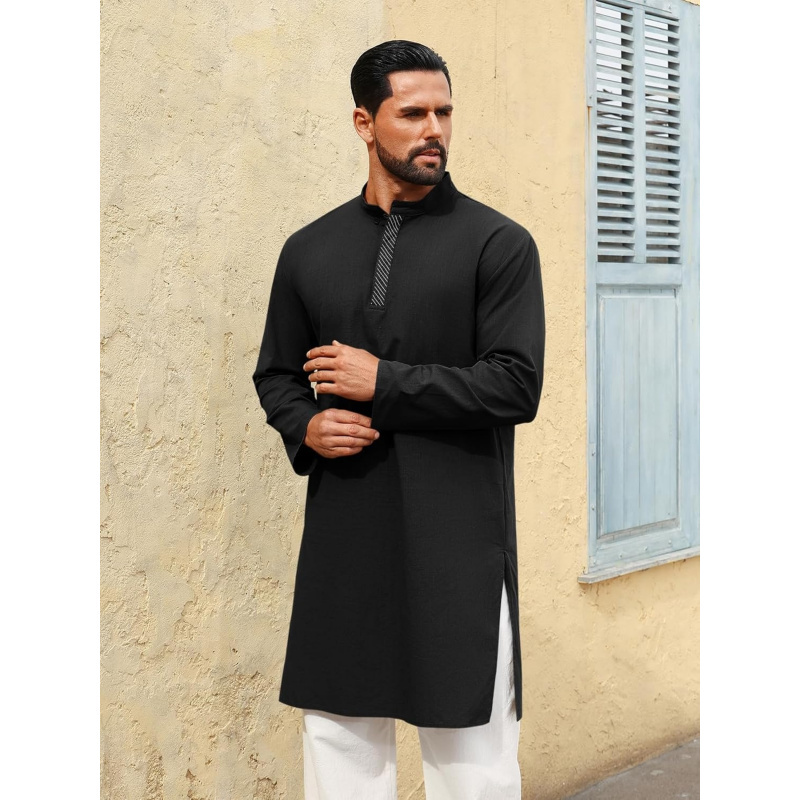 Mens Kaftan Thobe Long Sleeve  - Kurta Men Cotton review and price